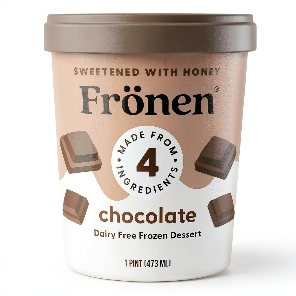 Fronen plant-based ice cream in a bowl with fresh berries