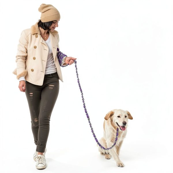LUFFWELL Dog Leash Heavy Duty Chain Nylon Swivel Clasp-6