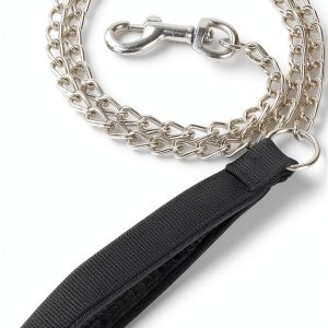 SGODA Chain Dog Leash Heavy Duty Chew Proof Leather Handle-0