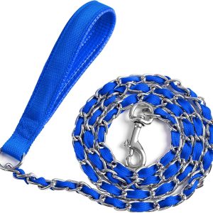 LUFFWELL Dog Leash Heavy Duty Chain Core Chew Proof Control-0