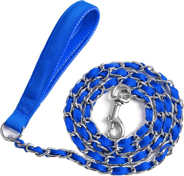 LUFFWELL Dog Leash Heavy Duty Chain Core Chew Proof Control-0
