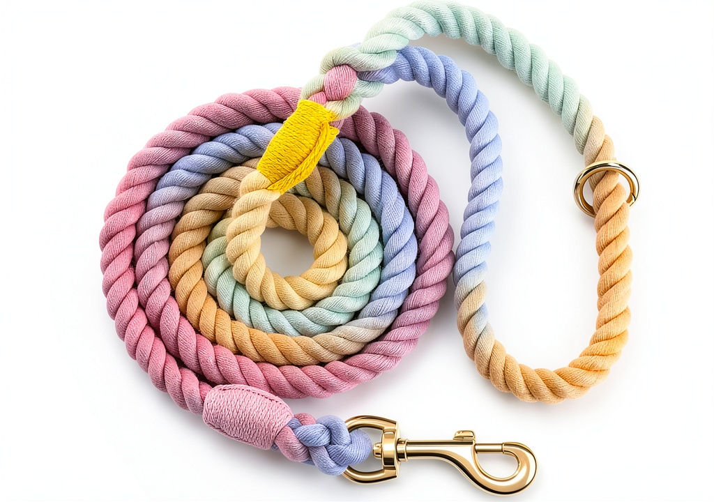 NUGUTIC cotton dog leash in Cherry Blossom Pink color during a walk