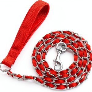 LUFFWELL Dog Leash Heavy Duty Chain Core Chew Proof-0