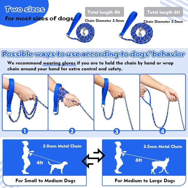 LUFFWELL Dog Leash Heavy Duty Chain Core Chew Proof Control-4