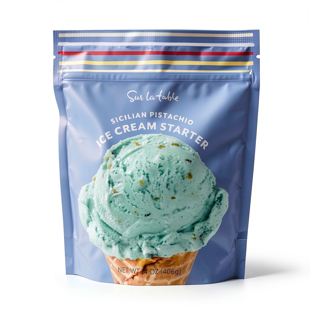 Sur La Table Pistachio Ice Cream Starter kit on a kitchen counter