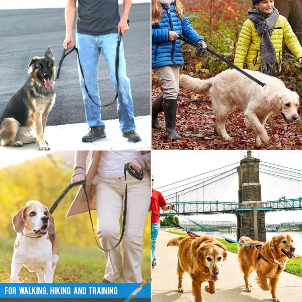 JEWOSTER Dog Leash Dual Handle Reflective Nylon Control-4