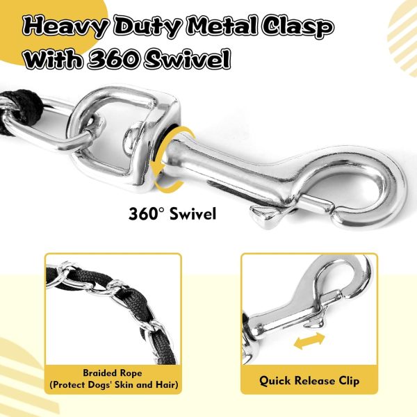 LUFFWELL Dog Leash Heavy Duty Chain Core Chew Proof Control-3