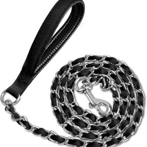 LUFFWELL Dog Leash Heavy Duty Chain Core Chew Proof Control-0