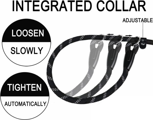 BOOEUDI Reflective Dog Leash Nylon Rope Slip Leash Collar-3