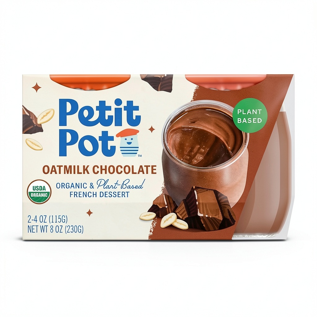 Petit Pot Oatmilk Chocolate dessert in glass cups on a table
