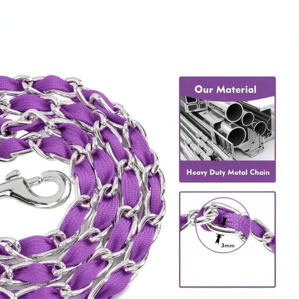 LUFFWELL Dog Leash Heavy Duty Chain Core Comfort Grip-1