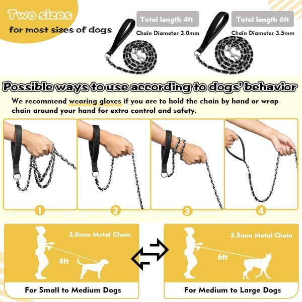 LUFFWELL Dog Leash Heavy Duty Chain Core Chew Proof Control-4