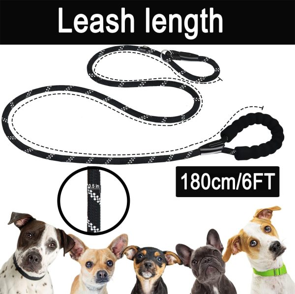BOOEUDI Reflective Dog Leash Nylon Rope Slip Leash Collar-4