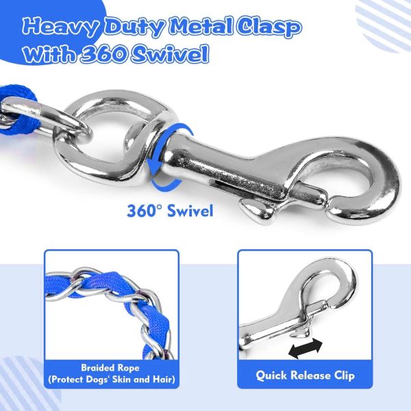 LUFFWELL Dog Leash Heavy Duty Chain Core Chew Proof Control-3