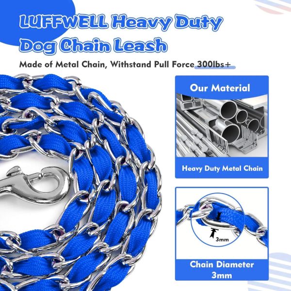 LUFFWELL Dog Leash Heavy Duty Chain Core Chew Proof Control-1