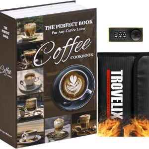 KOFAIR Large Coffee Book Safe with Mechanical Code Lock Fireproof Bag-0