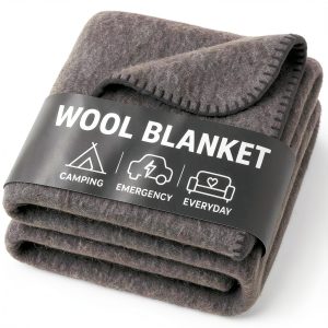 Wool Camping Blanket Jmr USA – Heavy‑Duty Military Throw, Grey 66x90-0